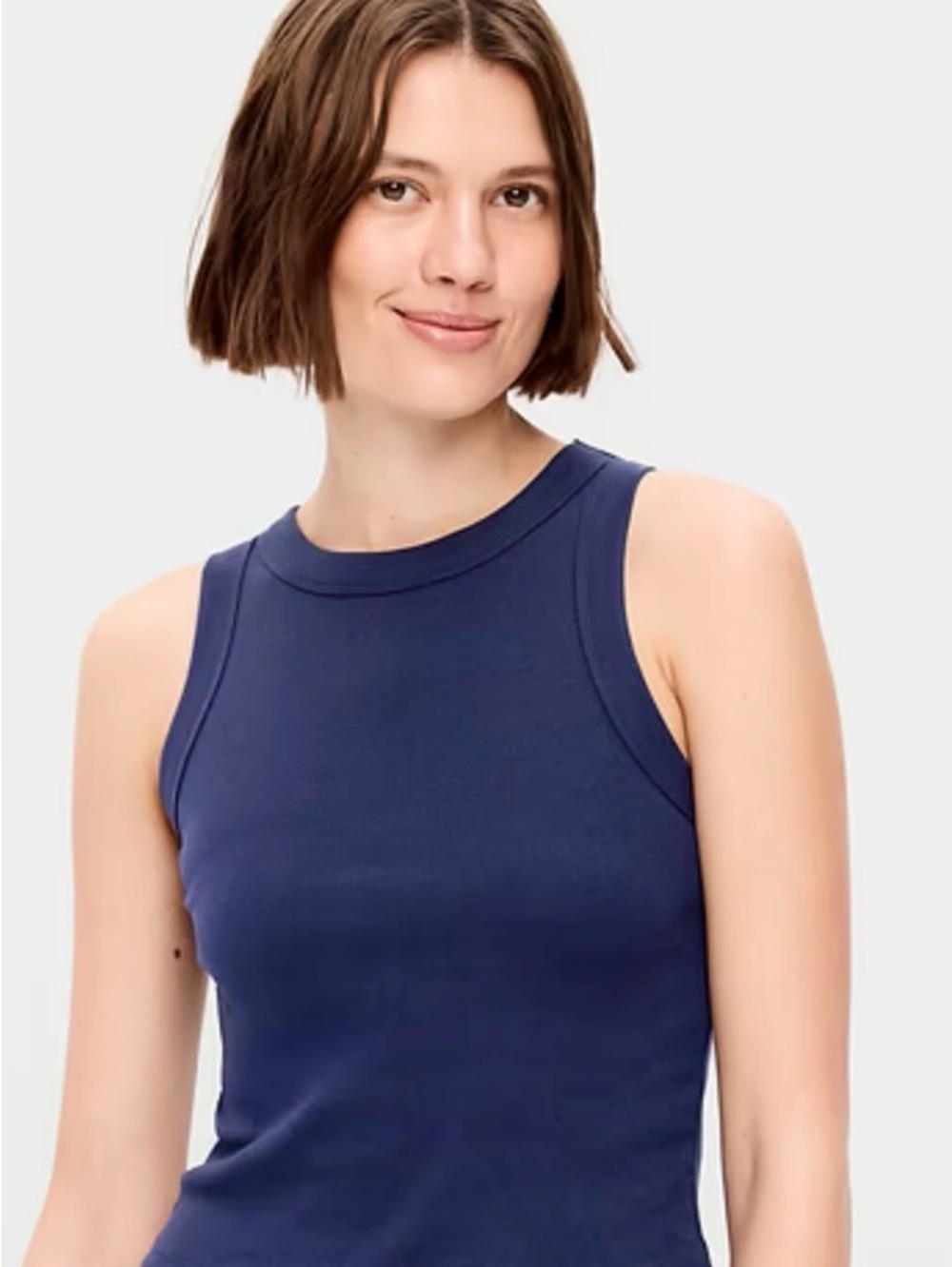 Banana Republic Navy Ribbed High-Neck Tank Size Medium